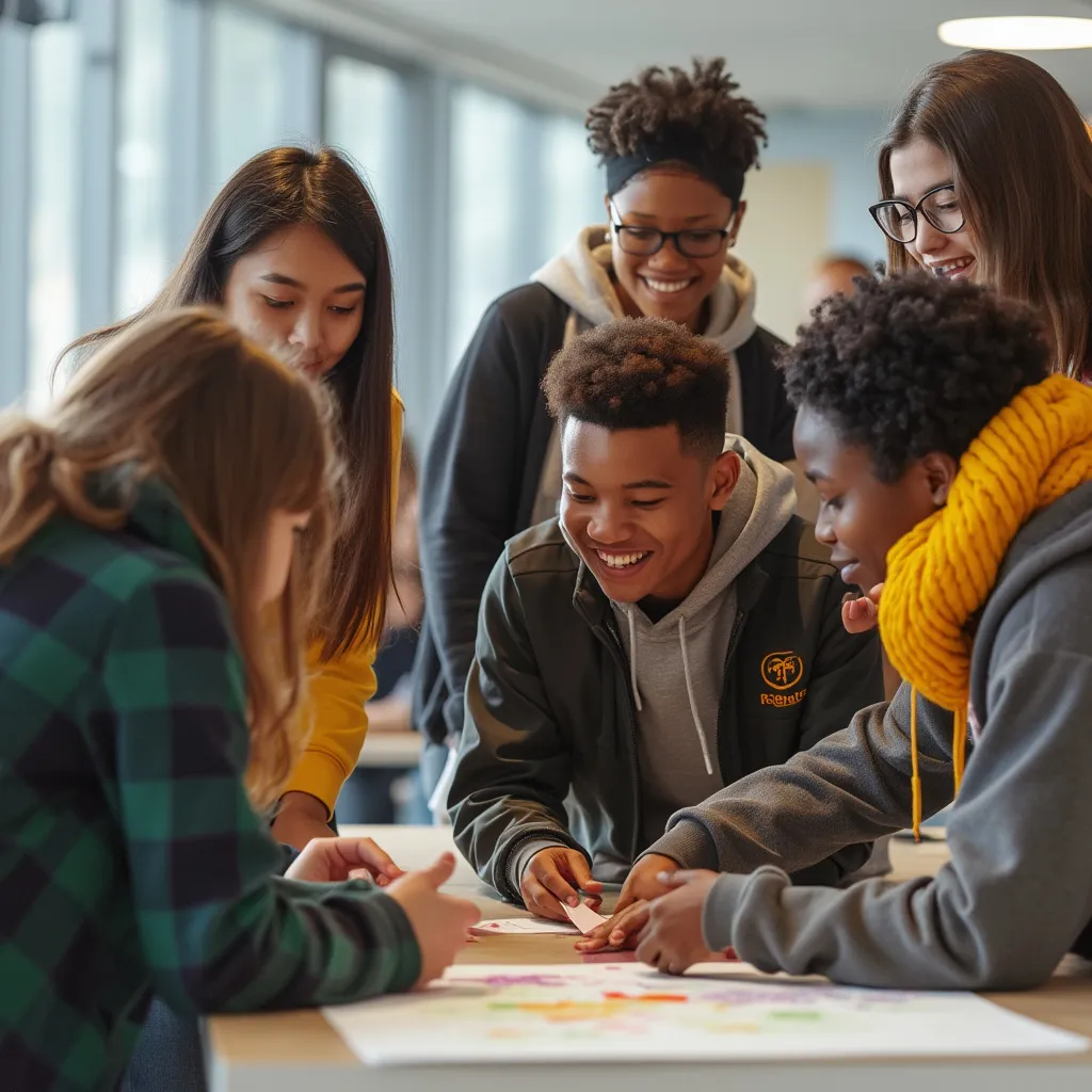Studenten arbeiten in einem Workshop zusammen